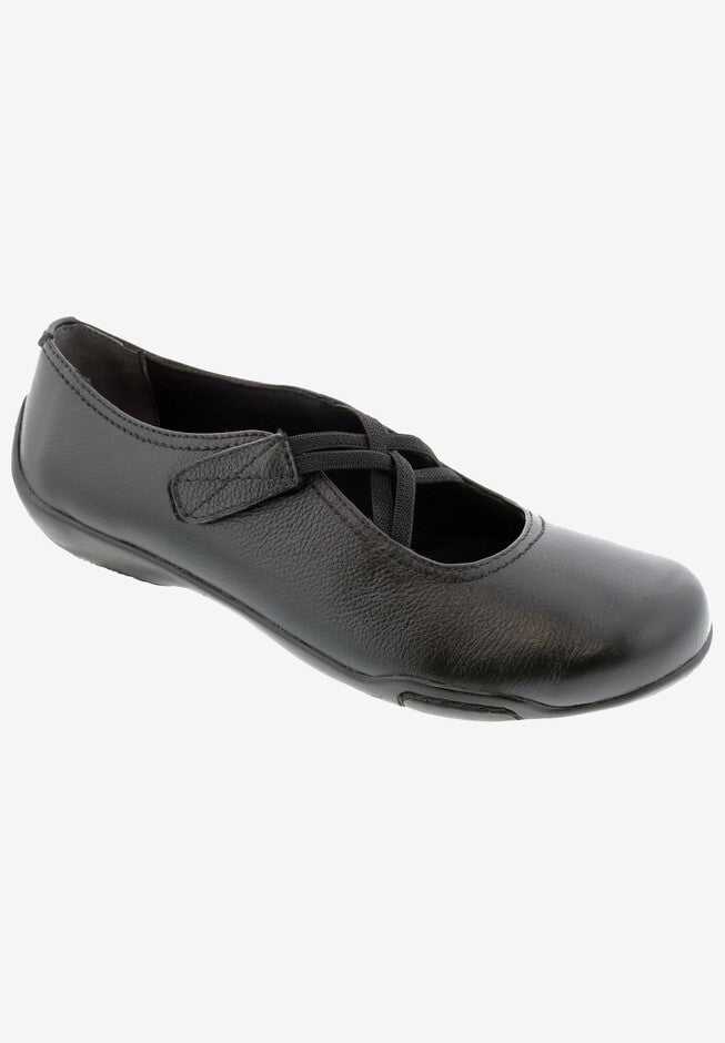 Cozy Cross-Strap Flat, BLACK LEATHER, hi-res image number 0