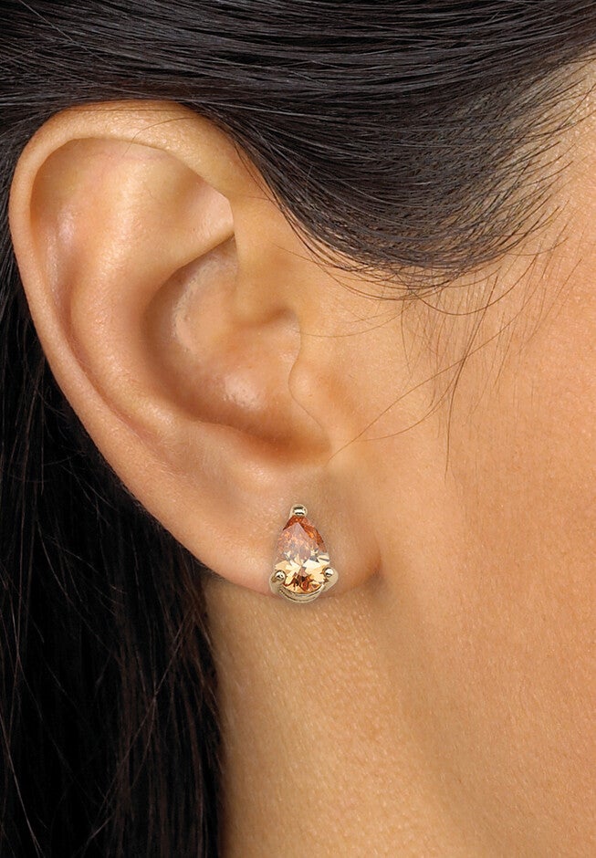 Multi Color Cubic Zirconia 5 Pair Multi Cut Gold Tone Stud Earring Set, , alternate image number 6