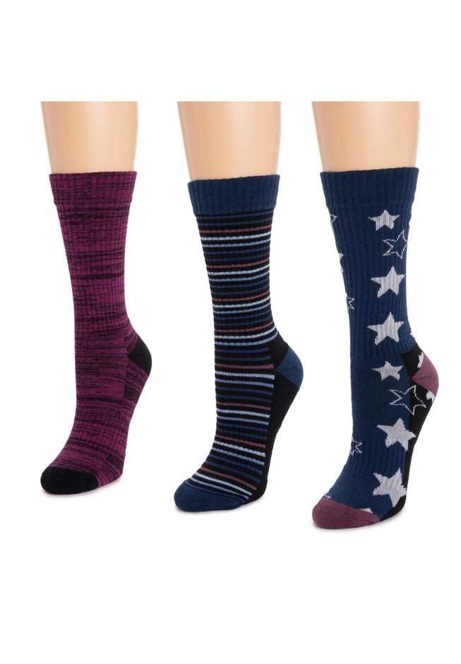 Women'S 3 Pack Cotton Compression Crew Socks, , on-hover image number 1