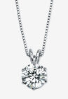 Platinum over Sterling Silver Solitaire Pendant Cubic Zirconia 18", SILVER, hi-res image number null