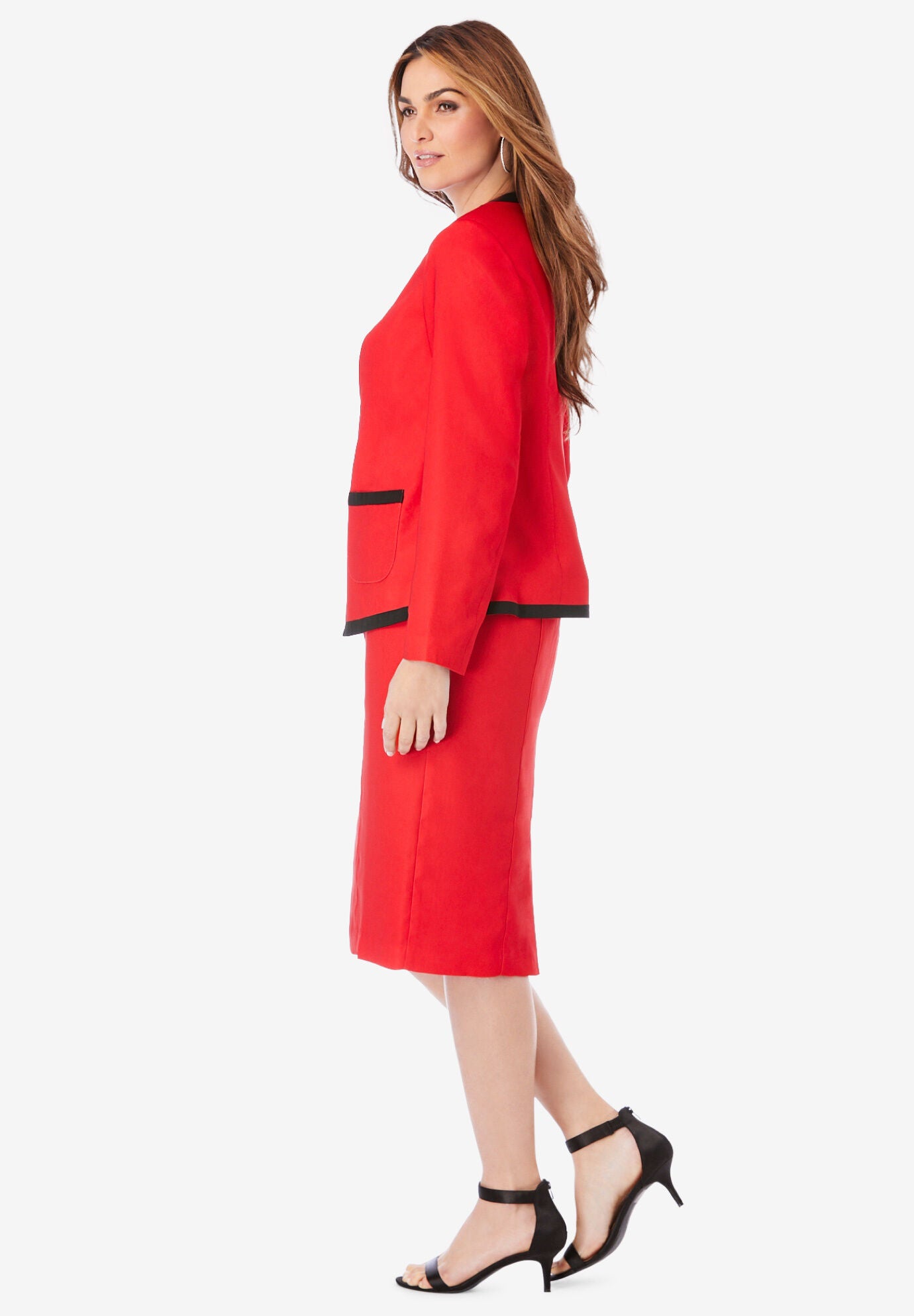 Contrast-Trim Jacket Dress, , alternate image number 2