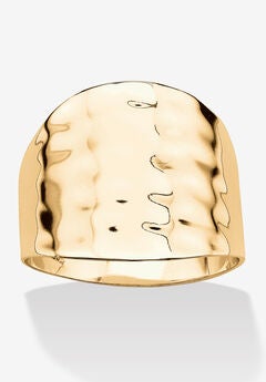 Yellow Gold-Plated Hammered Style Cigar Band Ring (5Mm) Jewelry