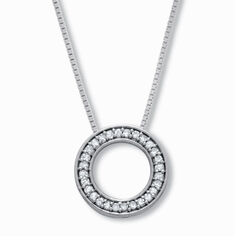 .14 TCW Diamond Sterling Silver Circle Necklace 18 Inches