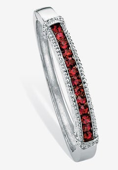 Round Birthstone Bangle Bracelet In Silvertone Jewelry
