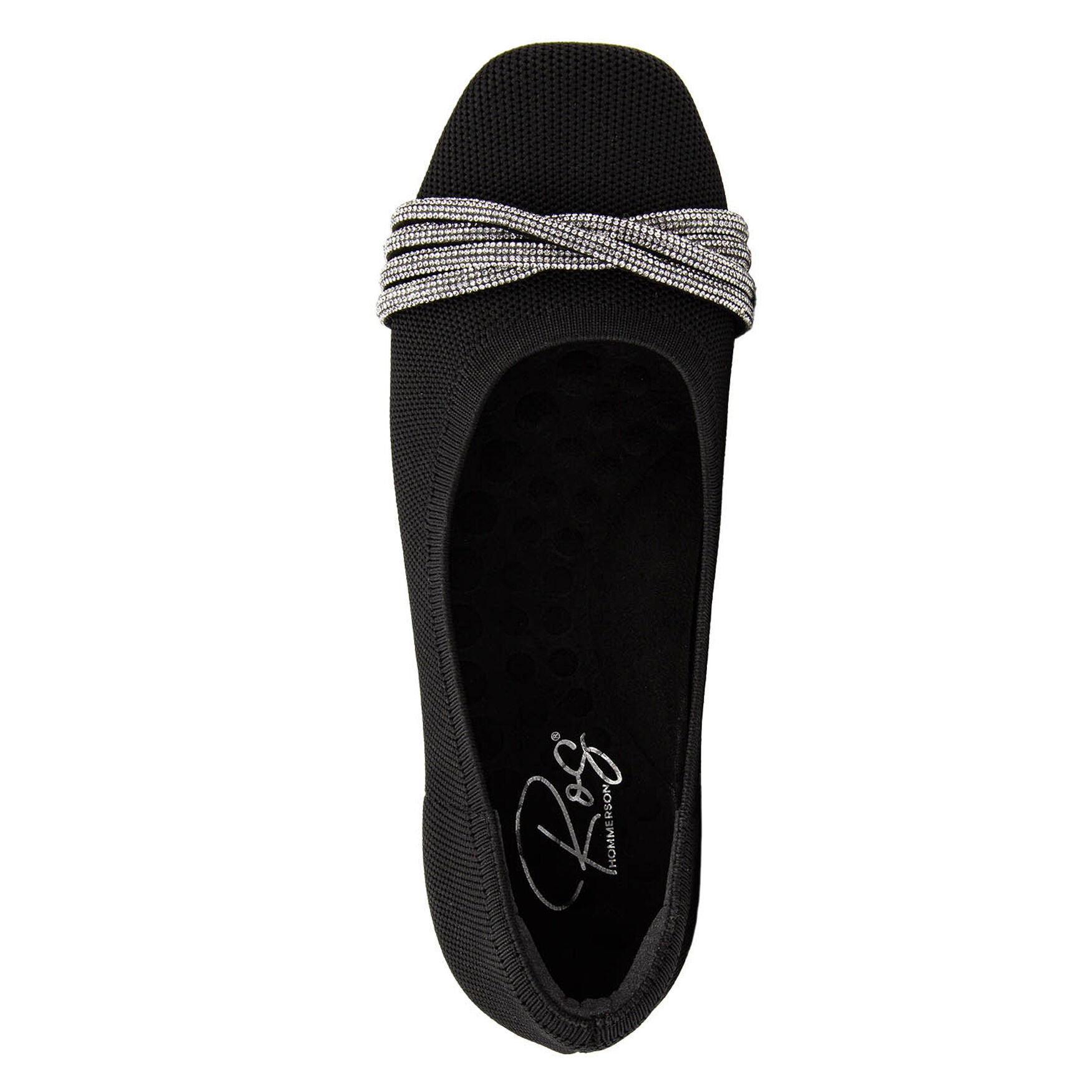 Nissa Square Toe Stretch Knit Flat, BLACK KNIT RHINE, alternate image number 5