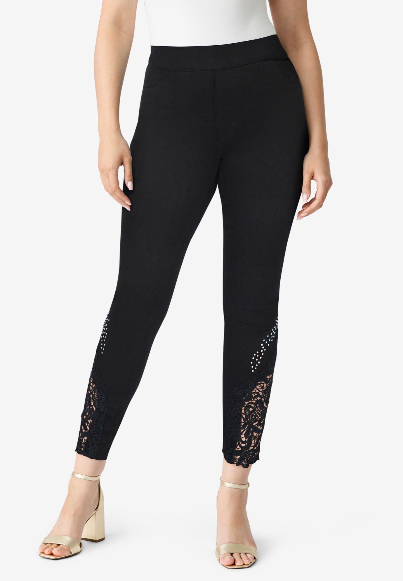 Plus Size 360&deg; Stretch Lace Applique Jean