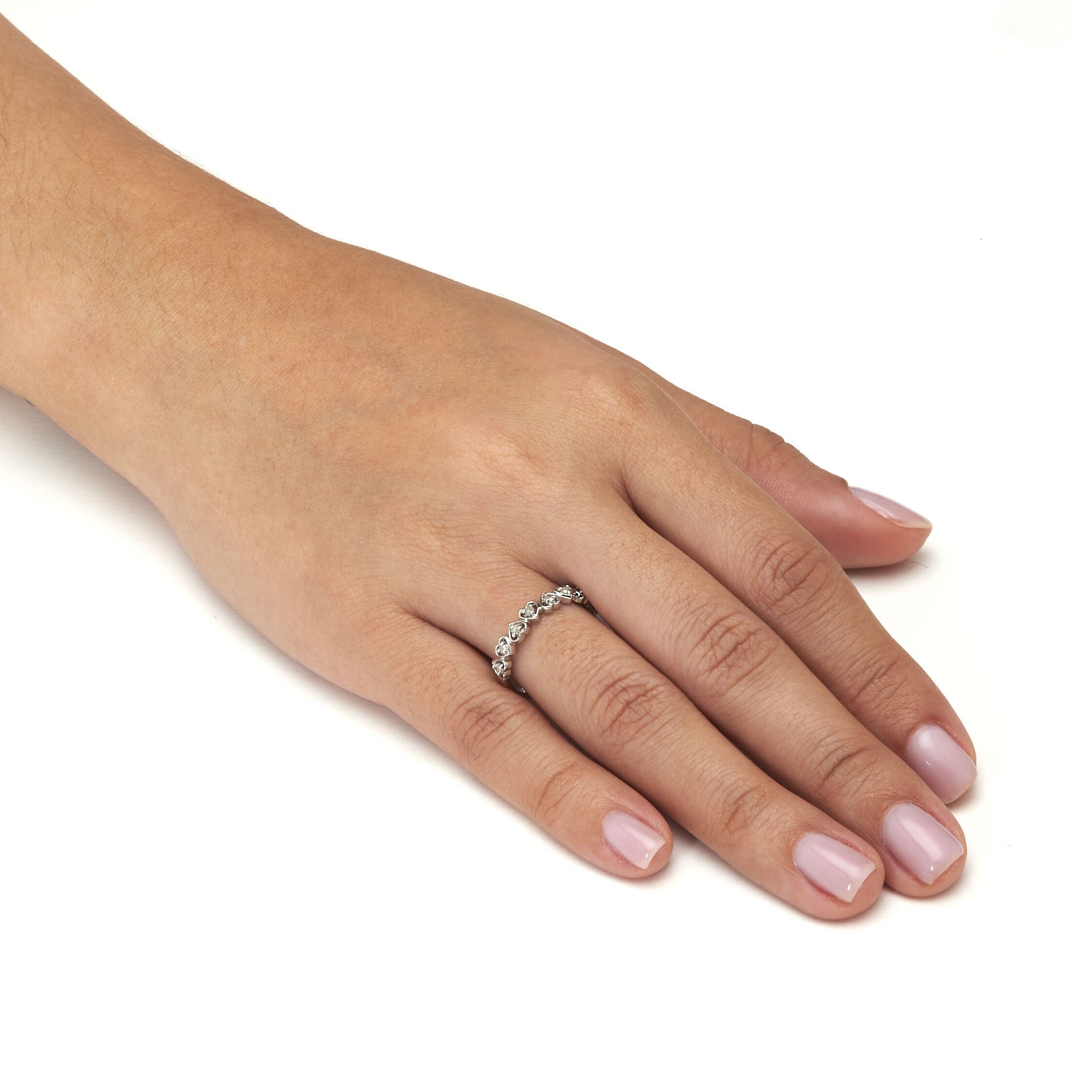 .11 TCW Interchanging Diamond Platinum Over Sterling Silver Heart Ring, WHITE, alternate image number 2