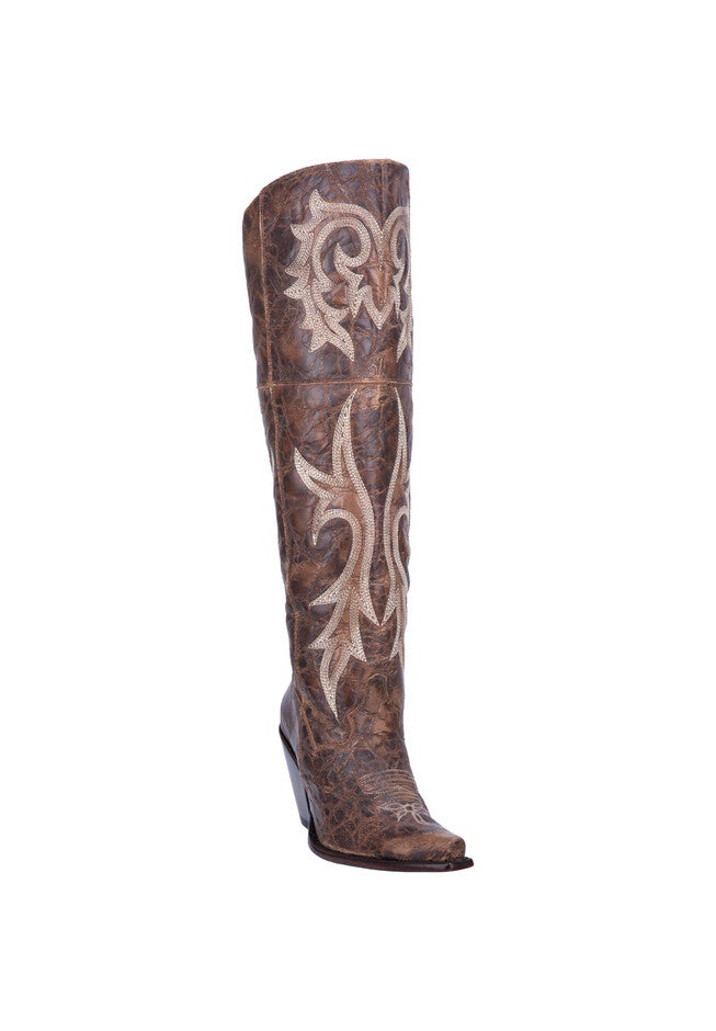 Jilted Over The Knee Western Boot, BROWN, hi-res image number 0