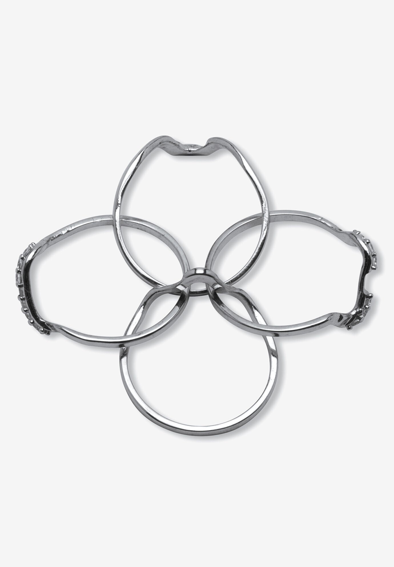 .27 Tcw Round Cubic Zirconia Platinum-Plated Puzzle Ring, , alternate image number 3