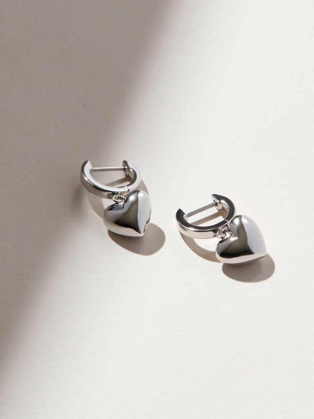 Jessica Puffed Heart Hoops, SILVER, alternate image number 6