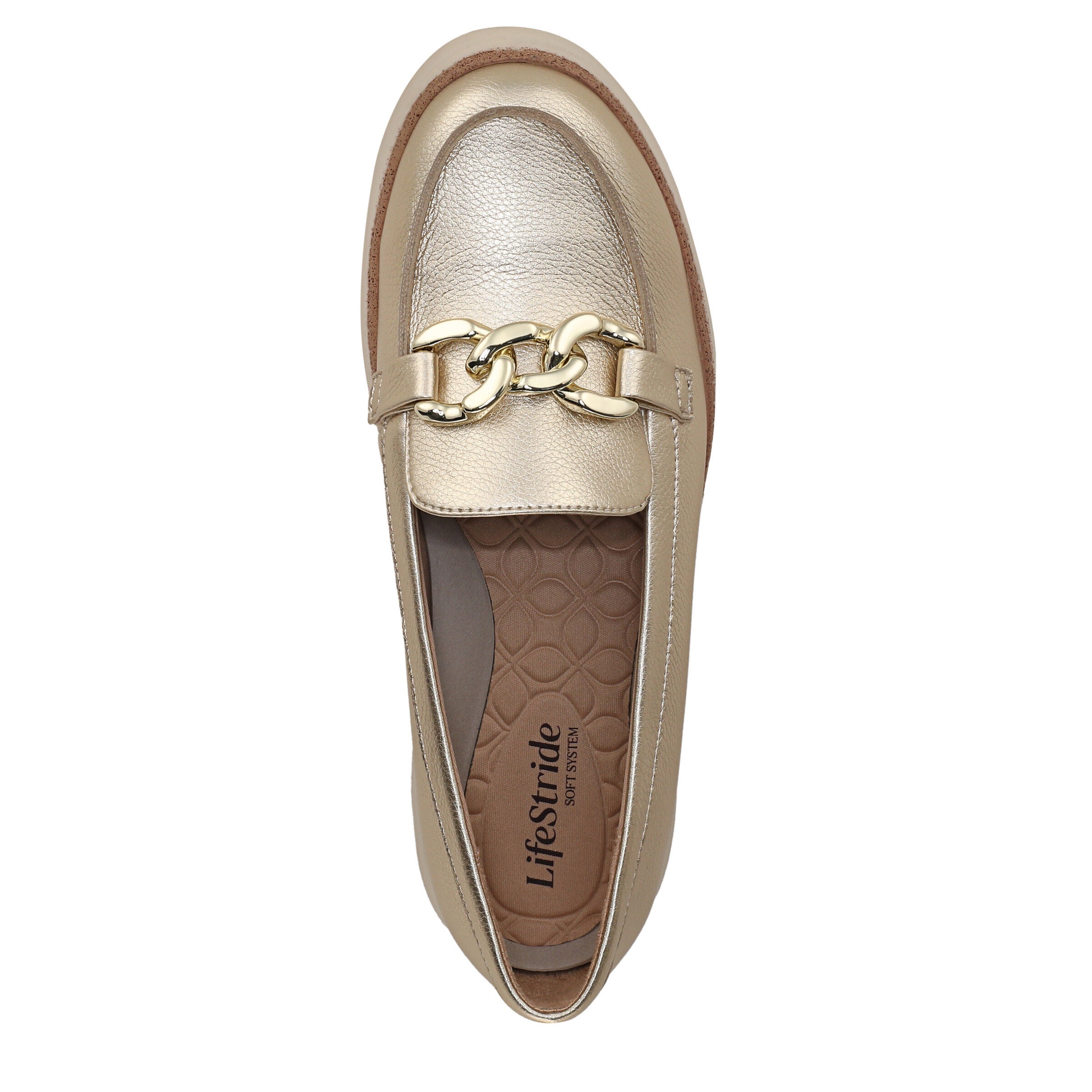 Chelsea Bit Platform Loafter, GOLD FAUX LEATHER, alternate image number 6