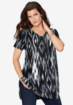 Plus Size Cotton Short Sleeve V-Neck Ultimate Tunic