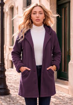 Plus Size Hooded Sherpa Fleece Coat