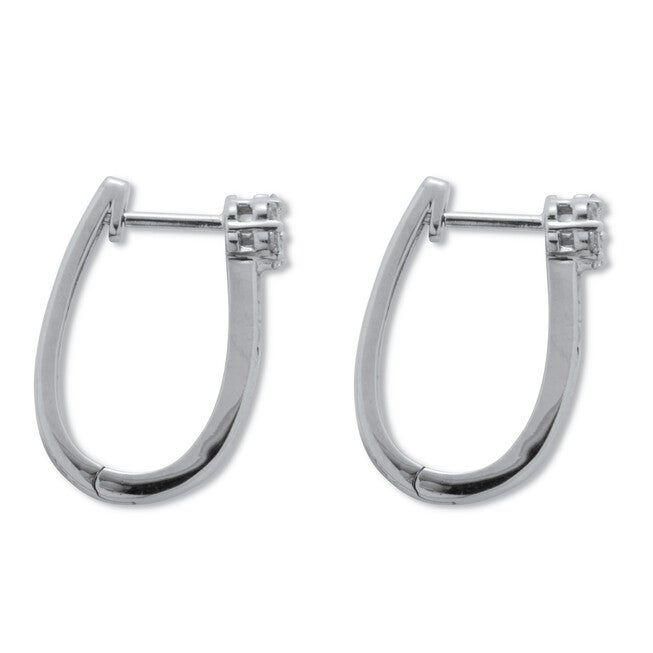 .33 TCW Diamond Sterling Silver Flower Cluster Hoop Earrings (6/10 inch), WHITE, on-hover image number 1