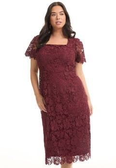 Square-Neck Lace Dress