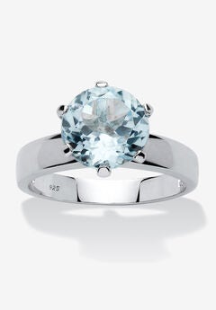 3.80 Tcw Round Genuine Blue Topaz Solitaire Ring .925 Sterling Silver