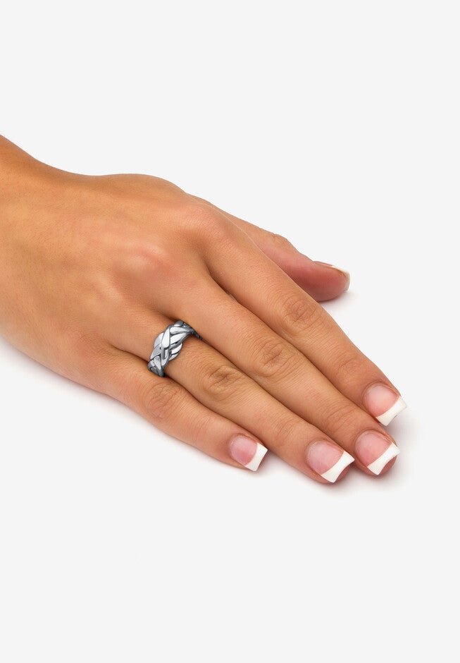 Platinum-Plated Commitment Symbol Puzzle Ring, , alternate image number null