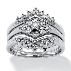 1/5 TCW Round Diamond Bridal 3-Pc. Set Platinum-plated Sterling Silver
