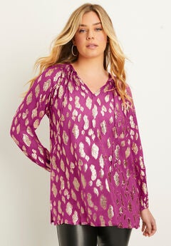Metallic Print Blouse