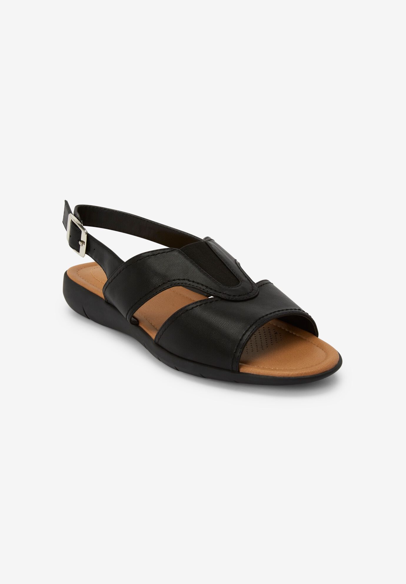 Woman within shop wide sandals