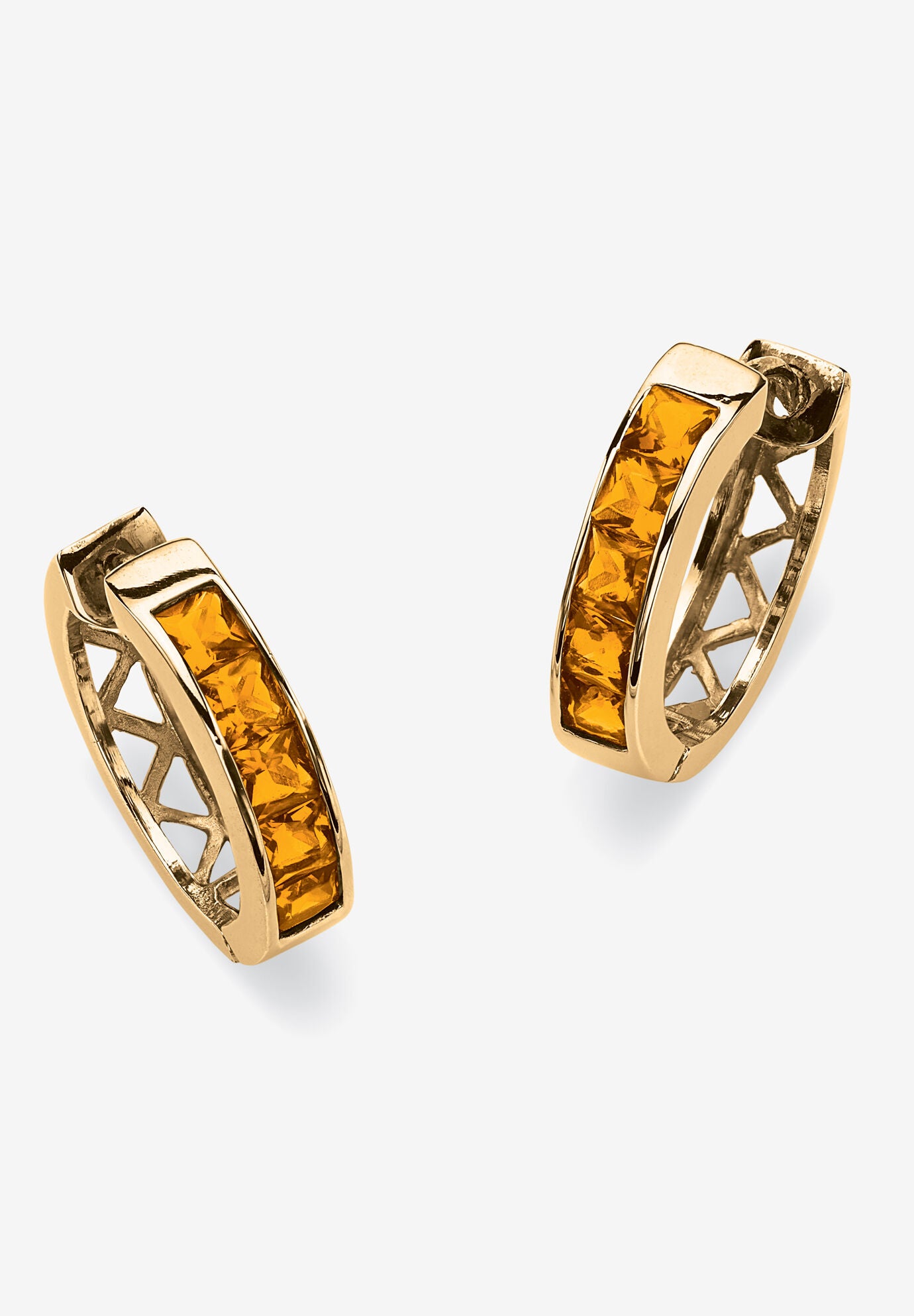 Birthstone Gold-Plated Huggie Earrings, NOVEMBER, hi-res image number 0