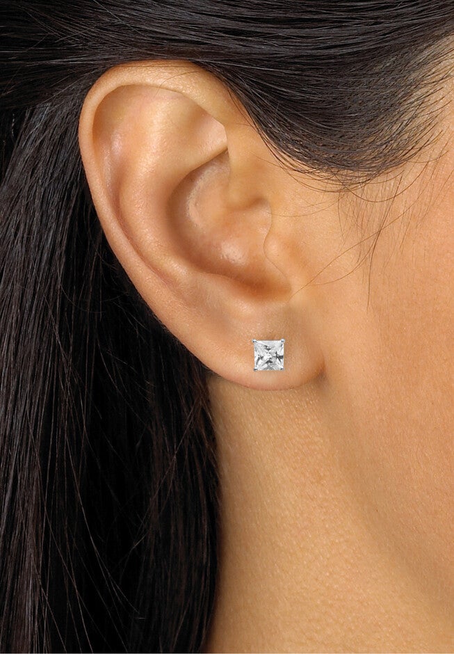 8.16 Tcw Cz Platinum-Plated Sterling Silver 7-Pair Set Of Stud Earrings Set, , alternate image number null
