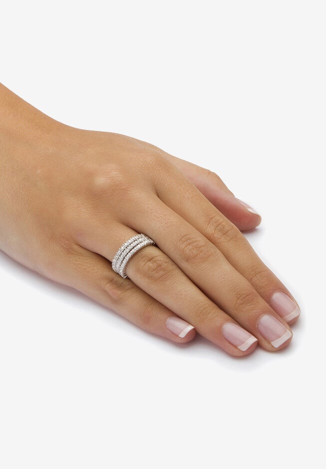 3-Piece Platinum-Plated Stackable Ring with Diamond Accent, , alternate image number 2