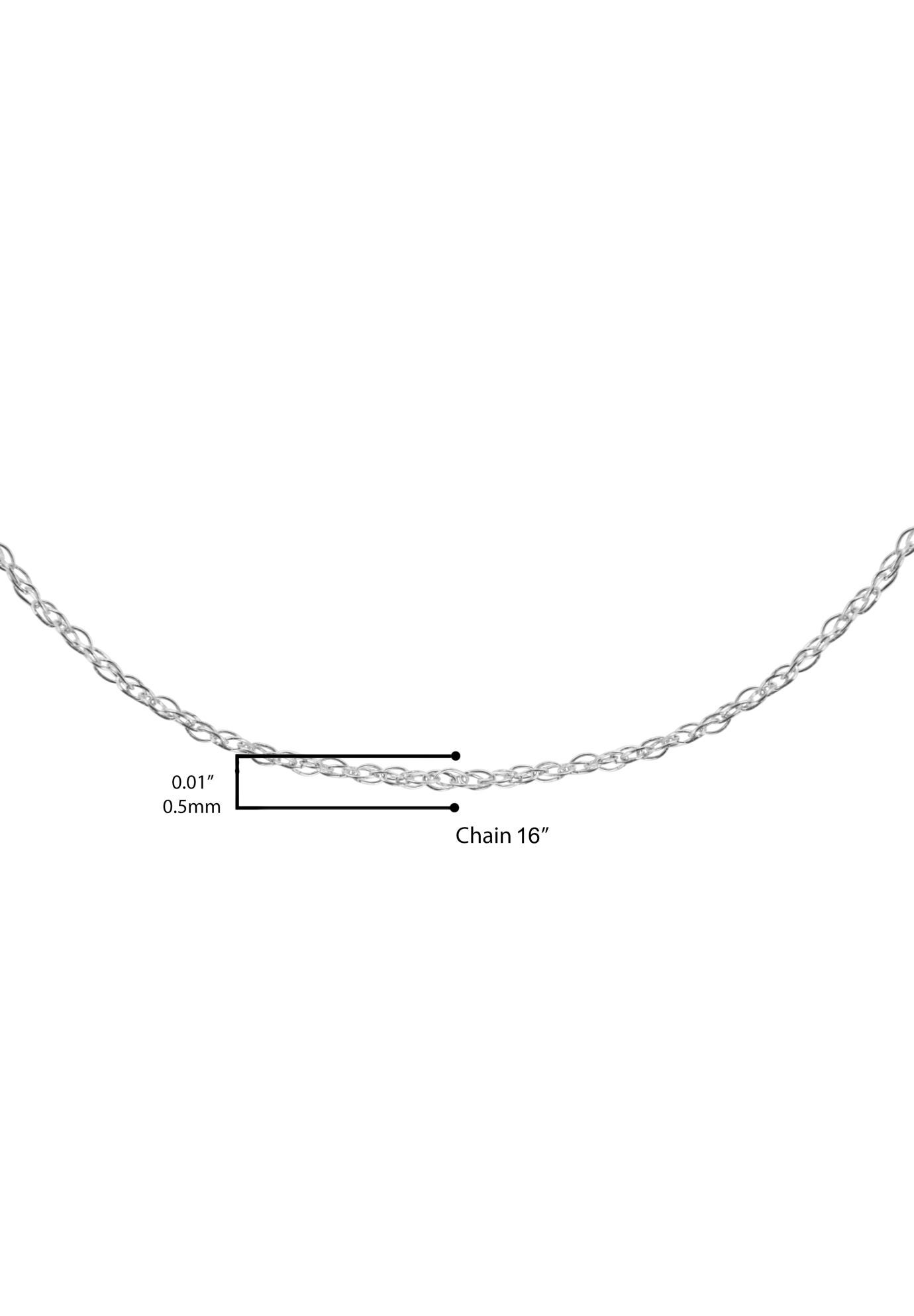Solid White Gold Rope Chain Necklace Unisex 16 inches, , alternate image number 4