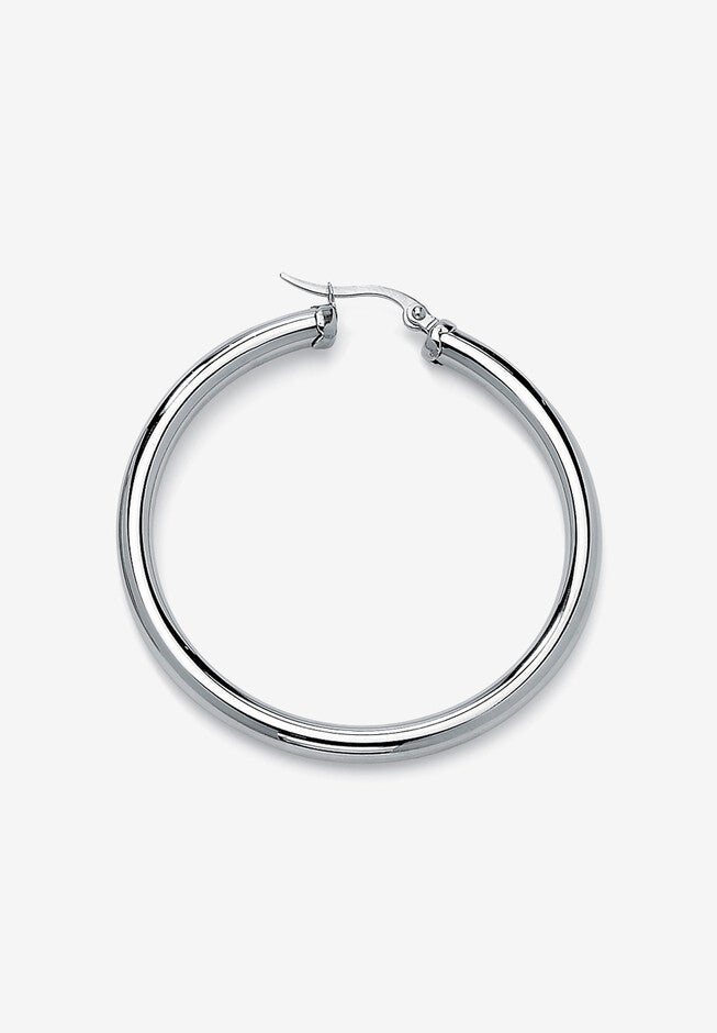 Stainless Steel Tubular Lightweight Hoop Earrings (62mm), , on-hover image number null