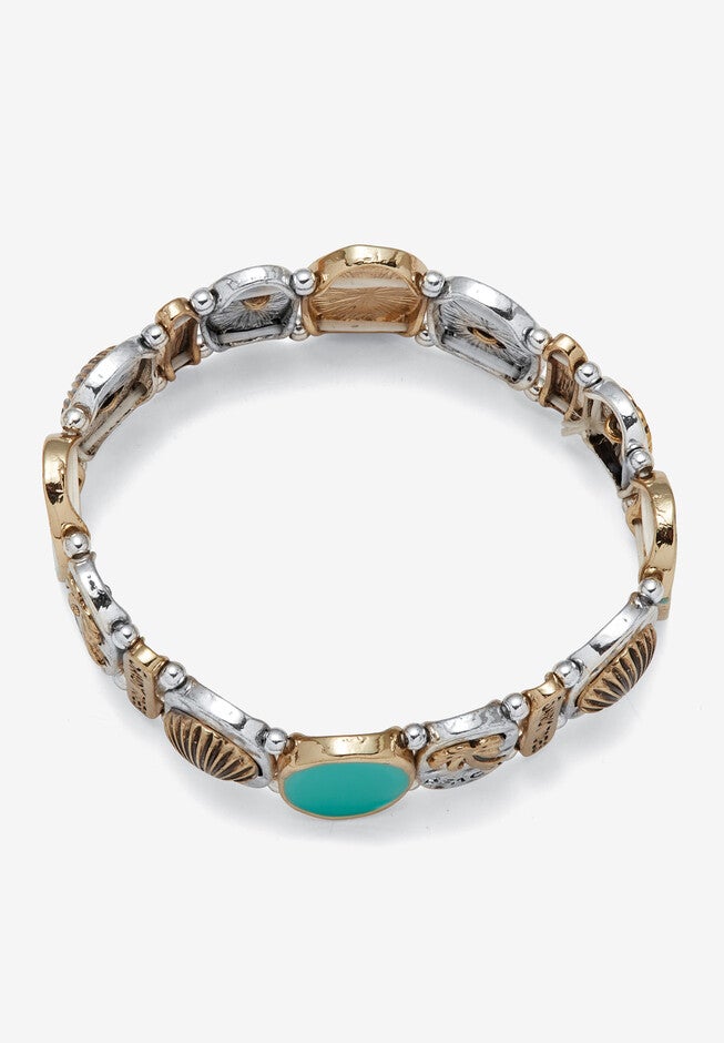 Sandy Toes Stretch Bracelet In Silvertone, , on-hover image number 1