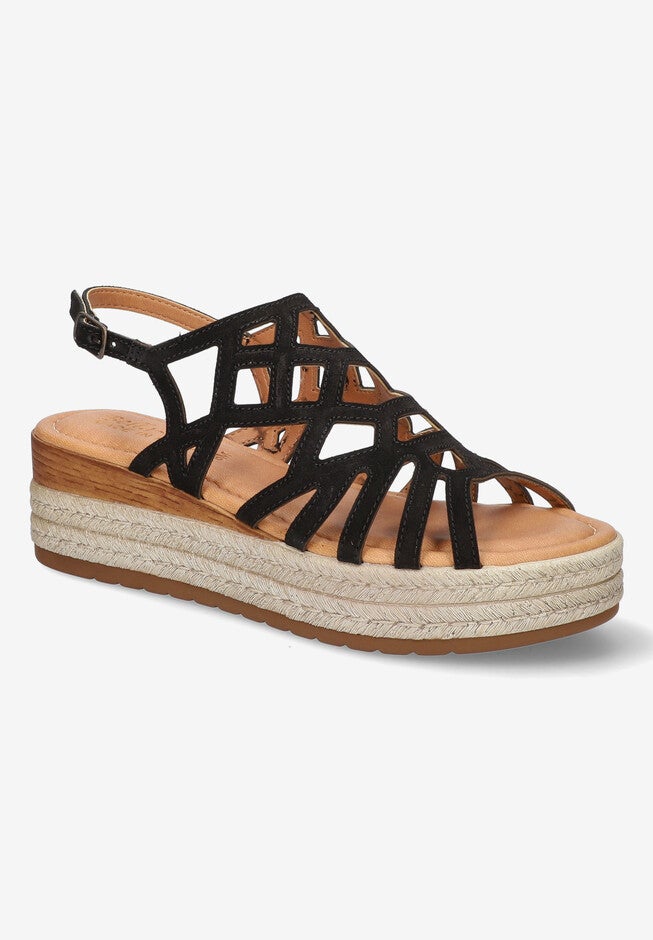 Zip-Italy Espadrille Sandal, BLACK SUEDE LEATHER, hi-res image number 0