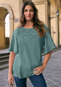 Plus Size Embroidered Slub Tee