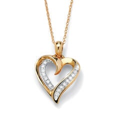 1/10 TCW Round Diamond Heart Pendant Necklace in 10k Gold 18"