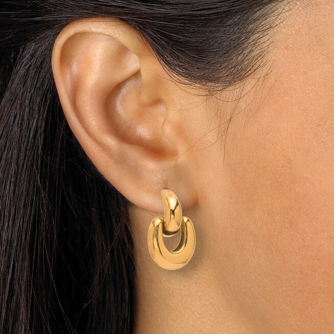 Yellow Gold Ion-Plated Stainless Steel Twisted Knot Drop Earring Set, YELLOW, alternate image number null