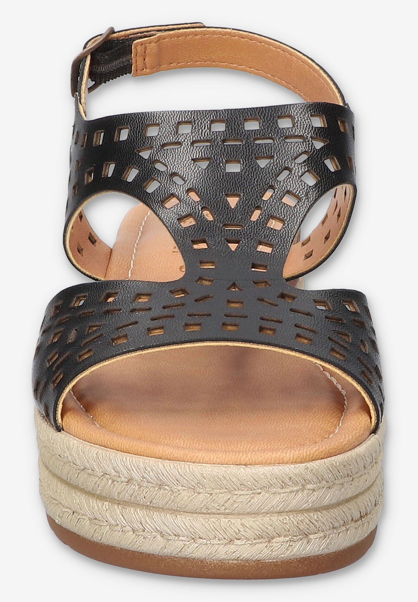 Ann-Italy Wedge Sandal, BLACK LEATHER, on-hover image number 1