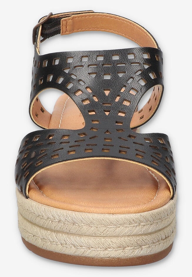 Ann-Italy Wedge Sandal, BLACK LEATHER, on-hover image number 1