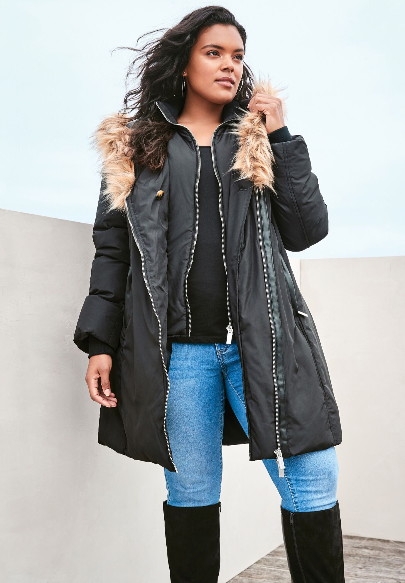 Layered winter coat sale