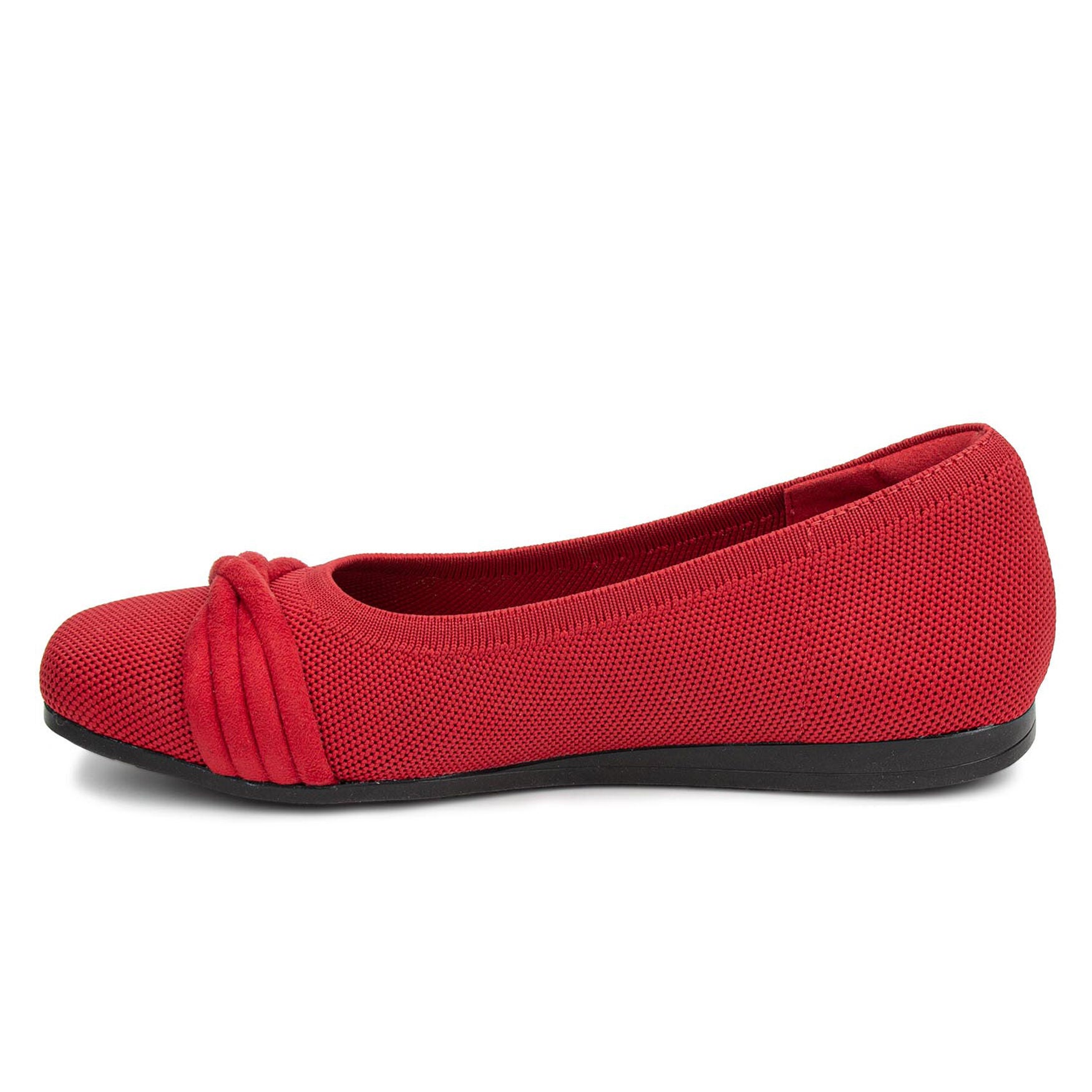 Nissa Square Toe Stretch Knit Flat, RED KNIT, alternate image number 3
