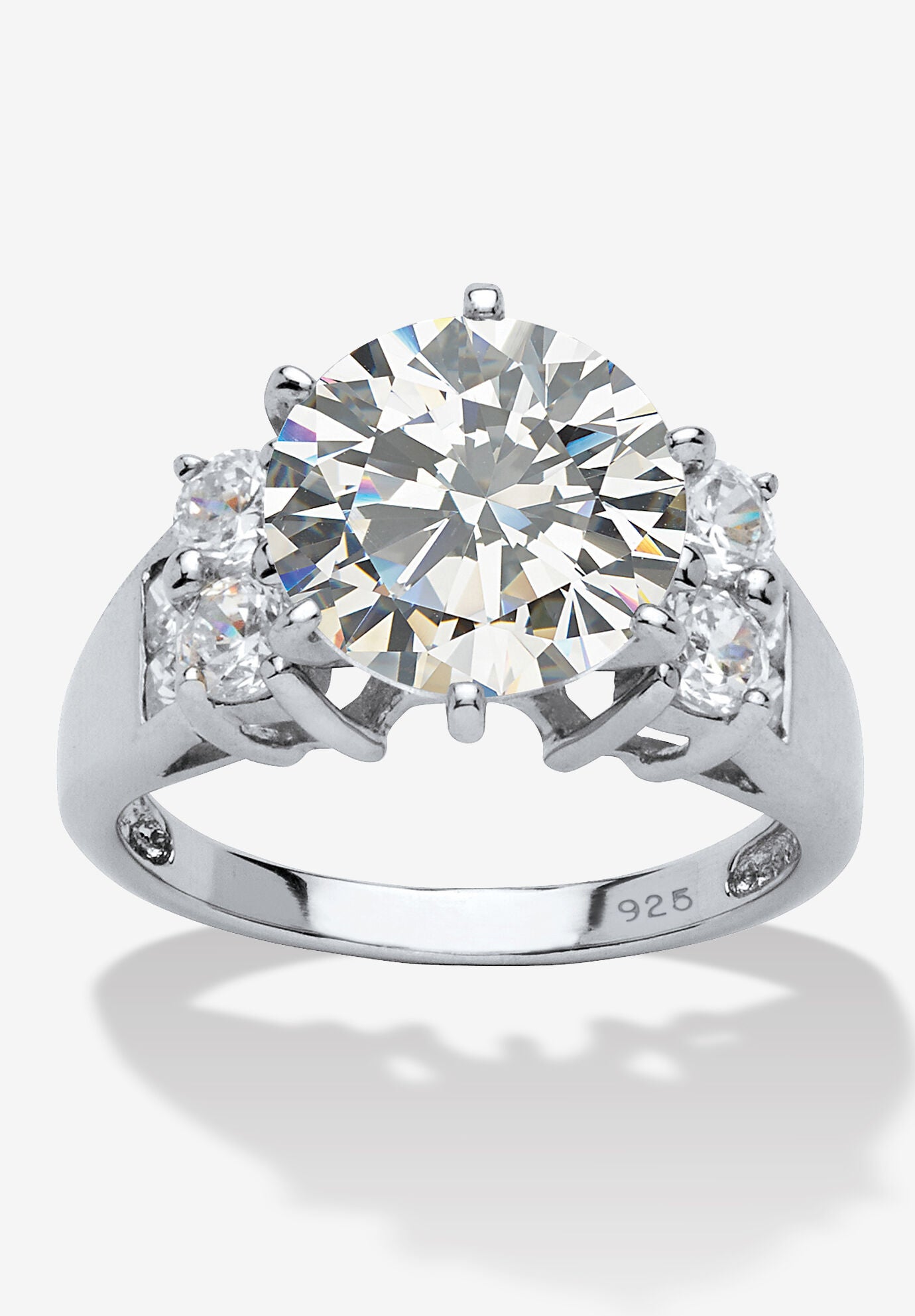4.66 Tcw Round Cubic Zirconia Ring In Platinum-Plated Sterling Silver, SILVER, hi-res image number 0