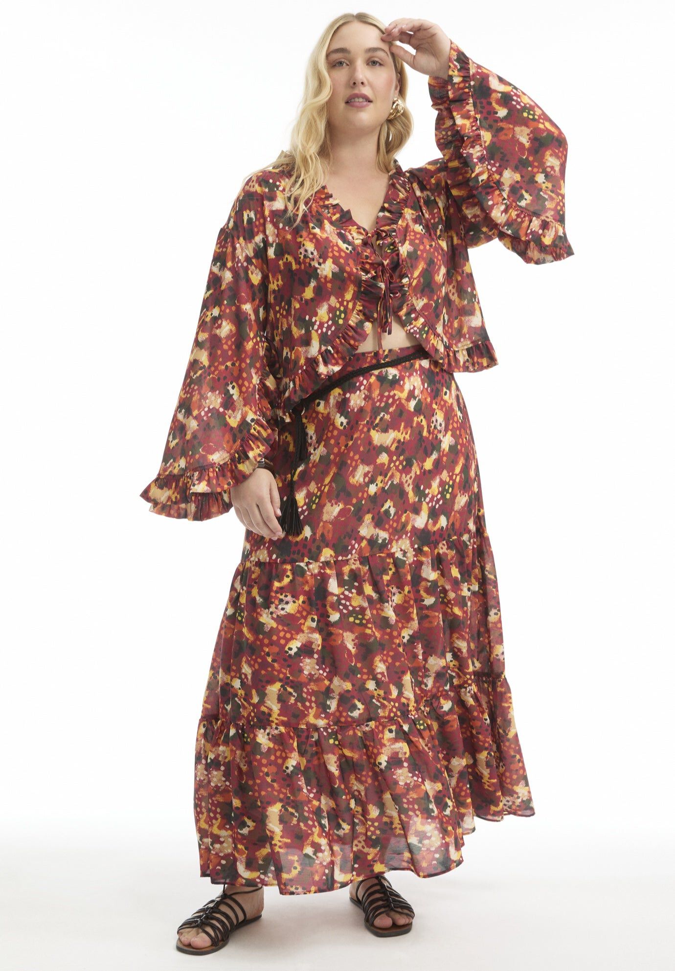 Ruffle Tie-Front Top