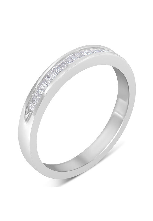 Sterling Silver Diamond Channelset Stackable Band Ring, , alternate image number null