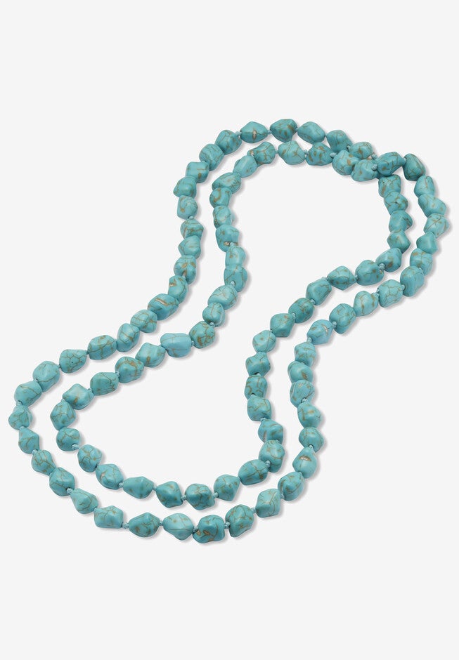 Genuine Turquoise Endless Necklace, 48 Inches, , on-hover image number 1