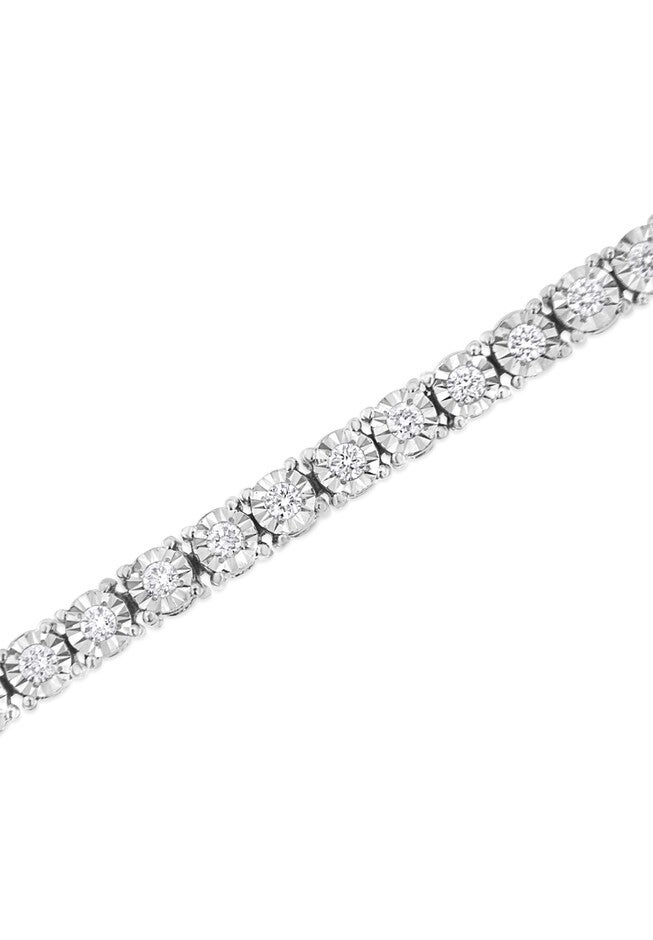 Silver 1.0 Cttw Lab Grown Diamond Illusion-Set Tennis Bracelet - 7.25 inches Inches, , alternate image number 3
