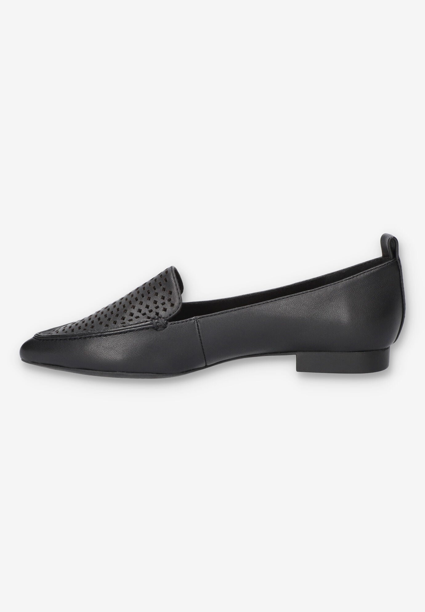 Alessi Perf Pointed Toe Flat, BLACK LEATHER, alternate image number 4
