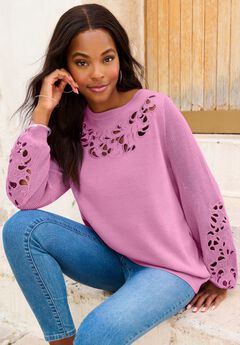 Plus Size Pullover Sweater with Cutout Detail
