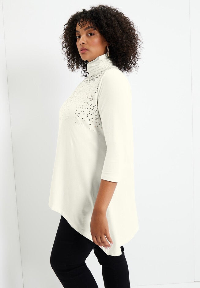 Sequin Mockneck Top, , alternate image number null