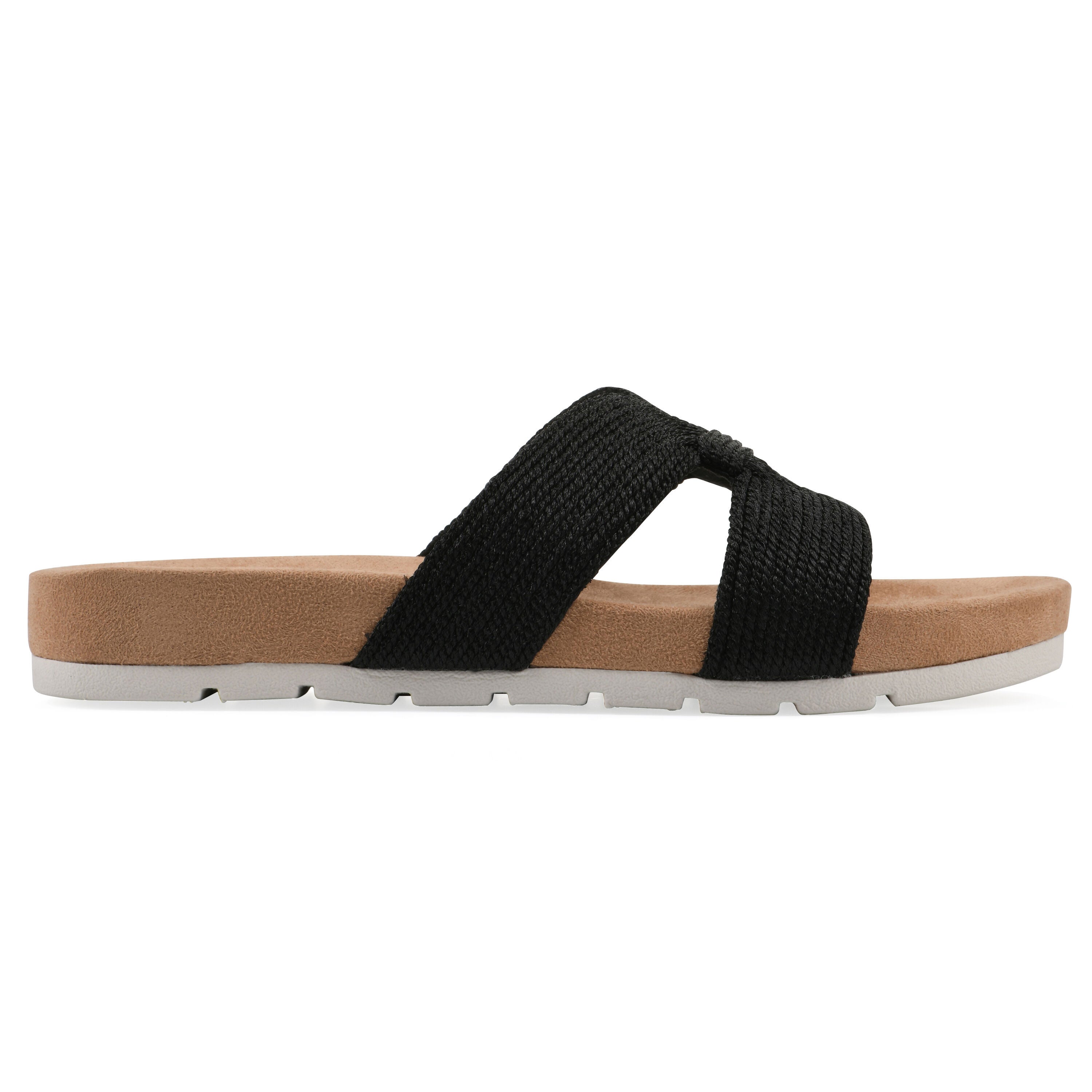 Tindra Slide Sandal, BLACK RAFFIA, alternate image number 2