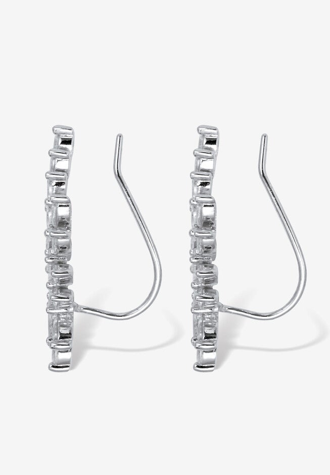 3.20 Tcw Marquise Cut Cubic Zirconia Silvertone Drop Earrings, 26X10Mm, , on-hover image number 1