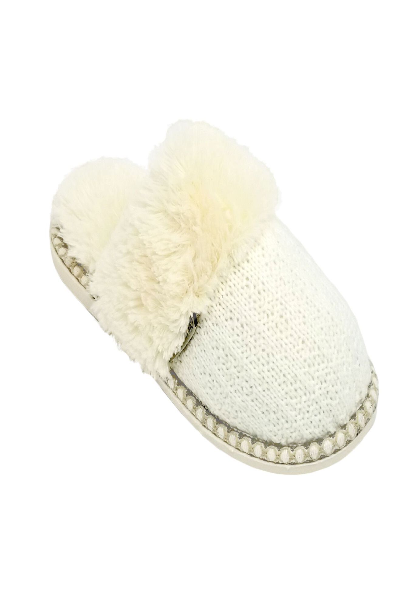Textured Scuff Fur Slippers with Memory Foam | Woman Within