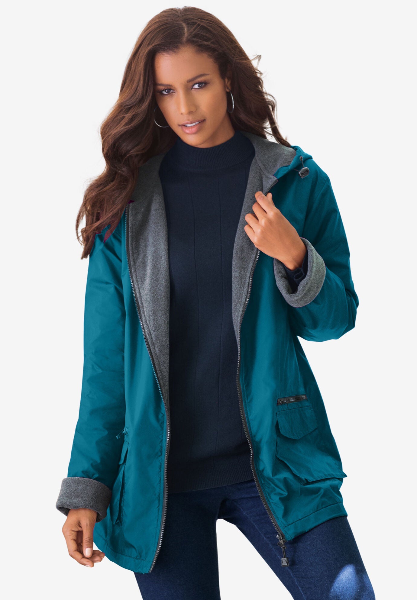Nylon jacket with fleece lining top